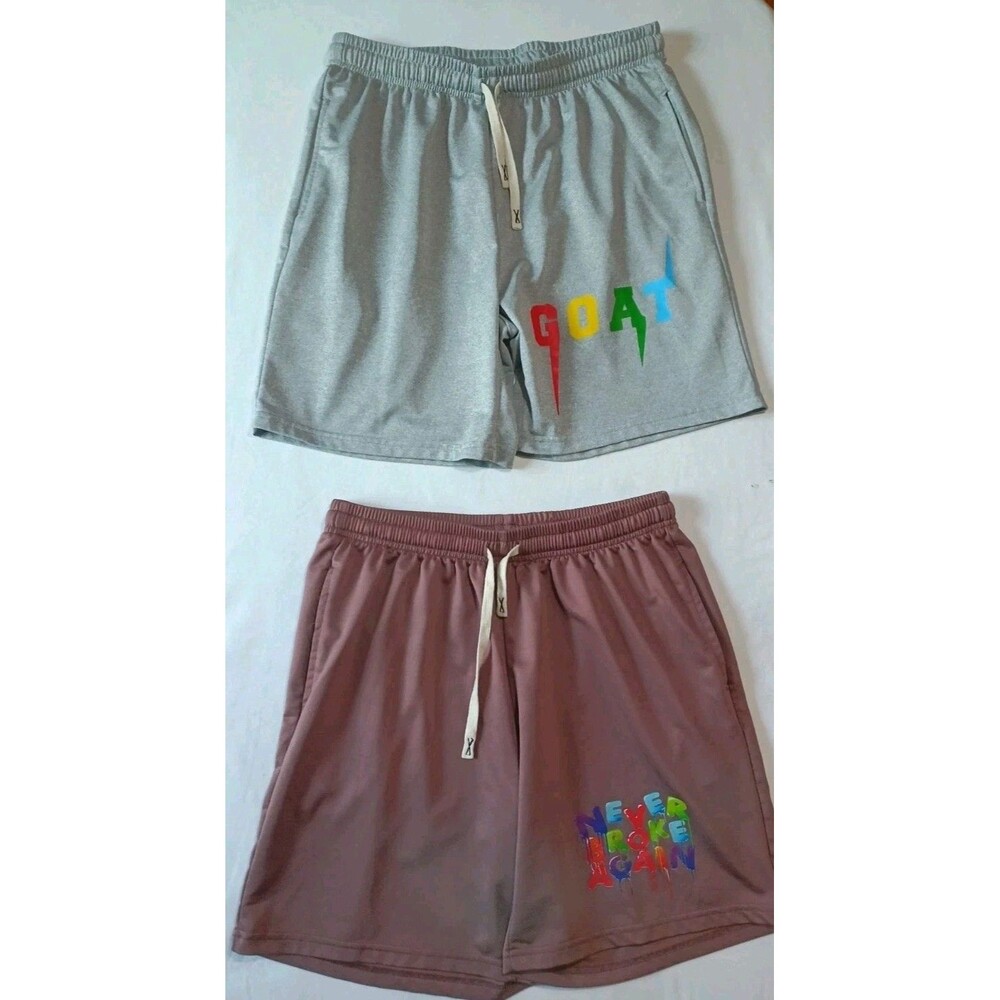 "Never Broke Again" And "G.O.A.T" Basketball Shorts With Pockets No Tags